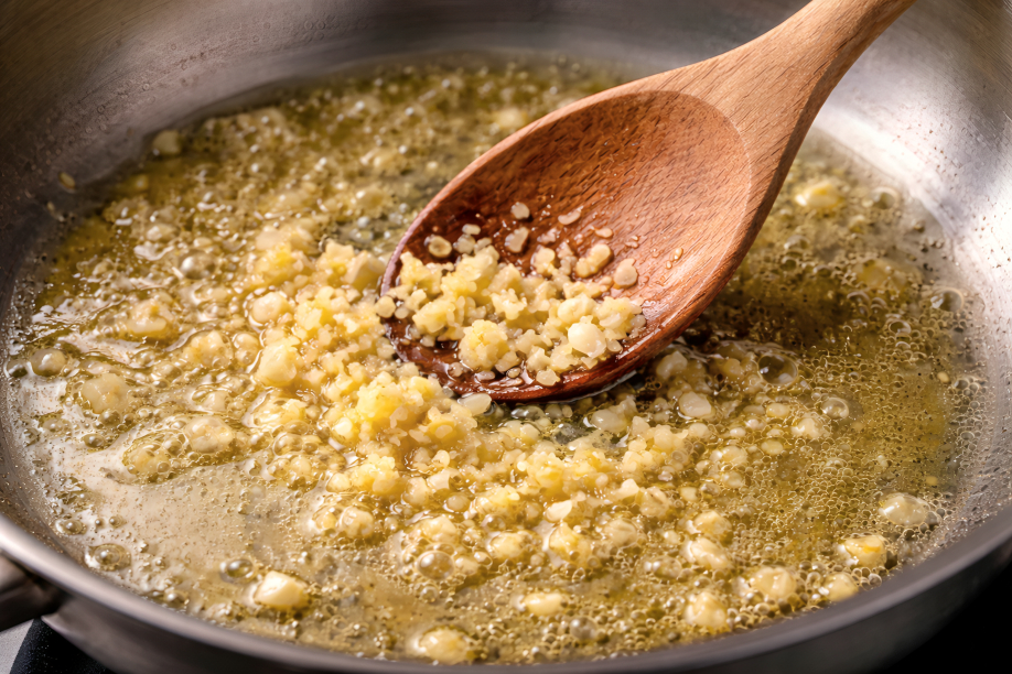 Cook the garlic