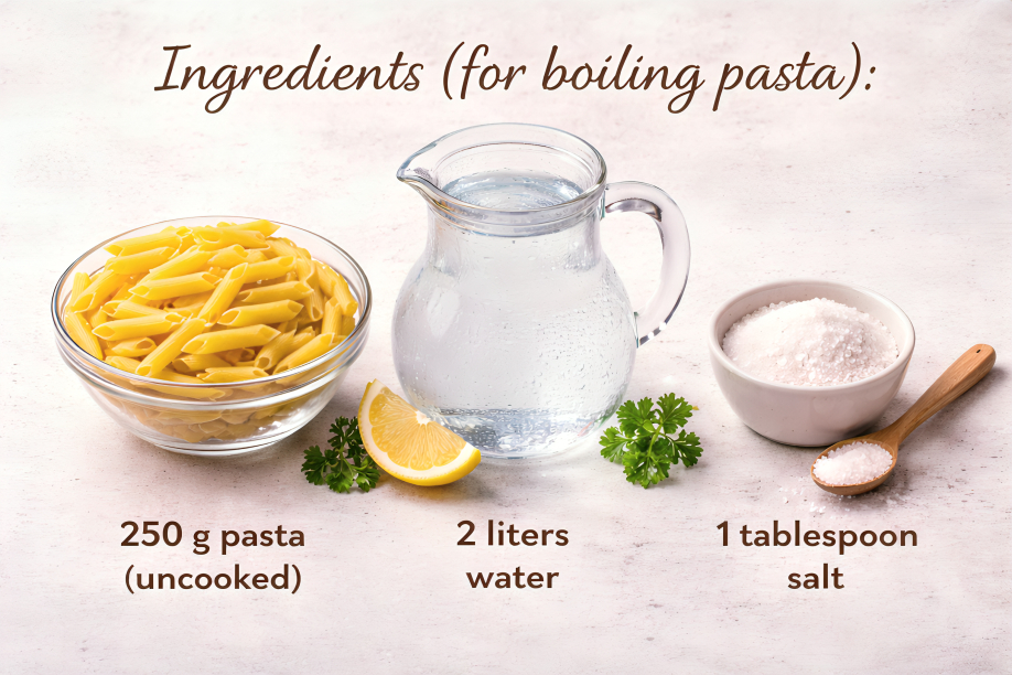 Ingredients for boiling pasta