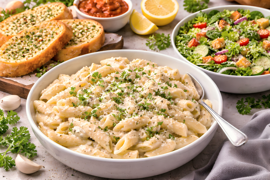 Serving Suggestions for classic white sauce pasta 