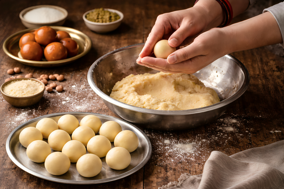 Shape the authentic gulab jamun