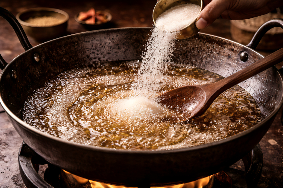 Prepare the sugar syrup for authentic gulab jamun