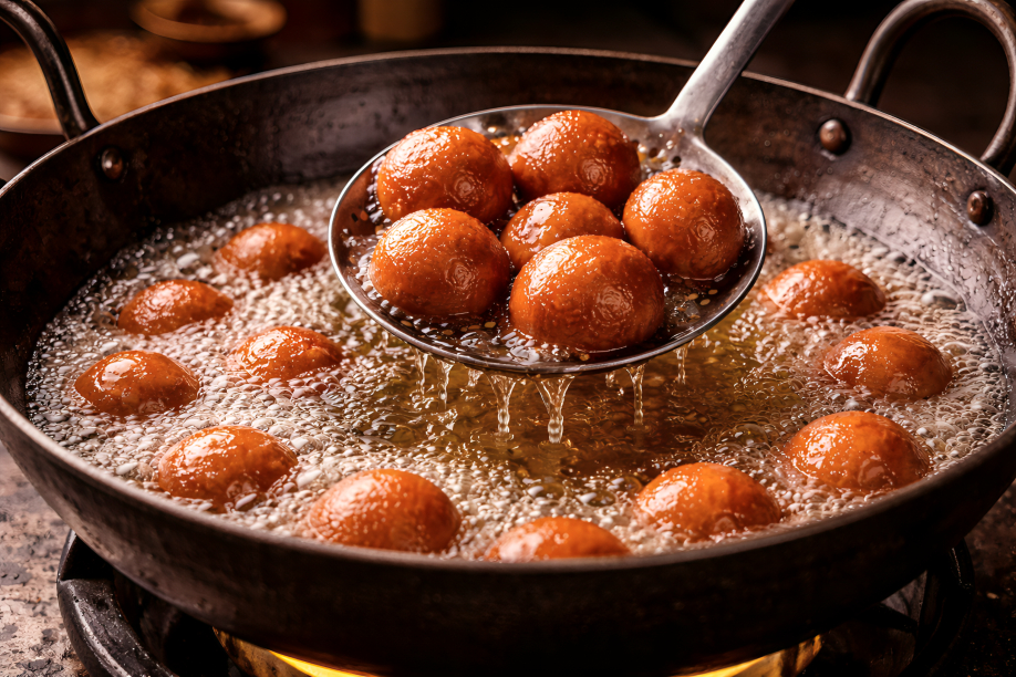 Fry the authentic gulab jamun